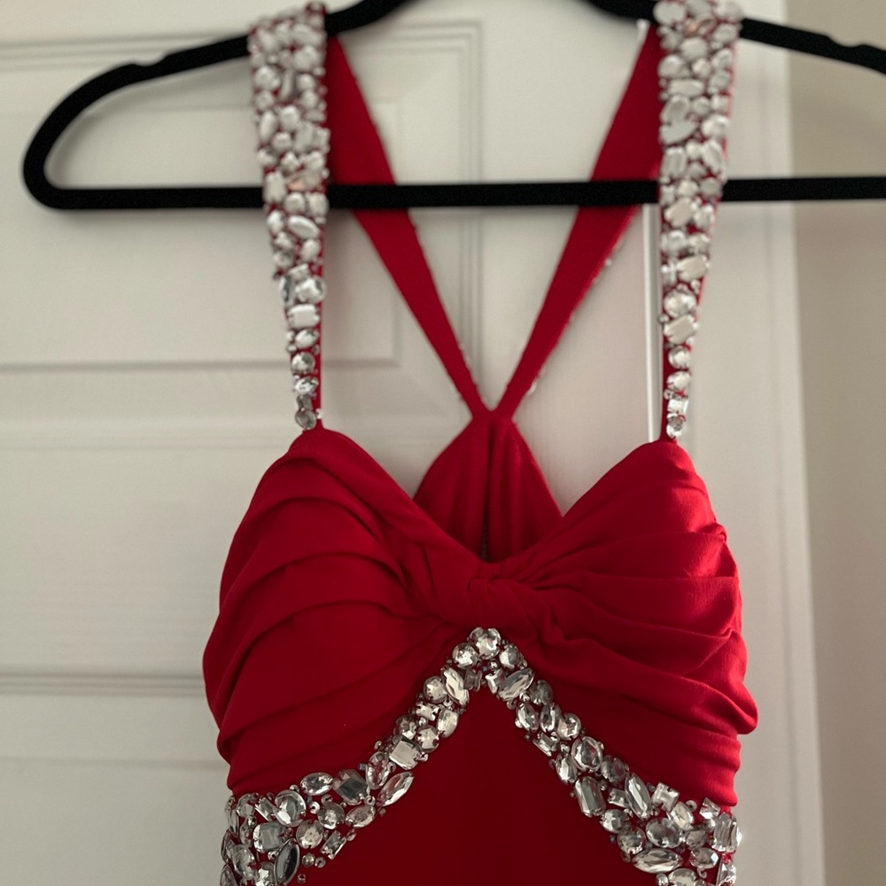 PROM dress, Elegant Red Formal Dress with Crystal Accents! beautiful gown!